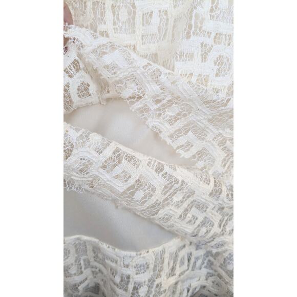 Patterson J. Kincaid Tank Top XS Ivory Tiered Lace Cotton Dressy Coquette Boho - Picture 10 of 12